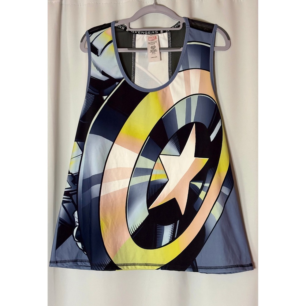 Marvel Avengers Captain America Shield Mesh Racerback Tank Top XL Multi-Color